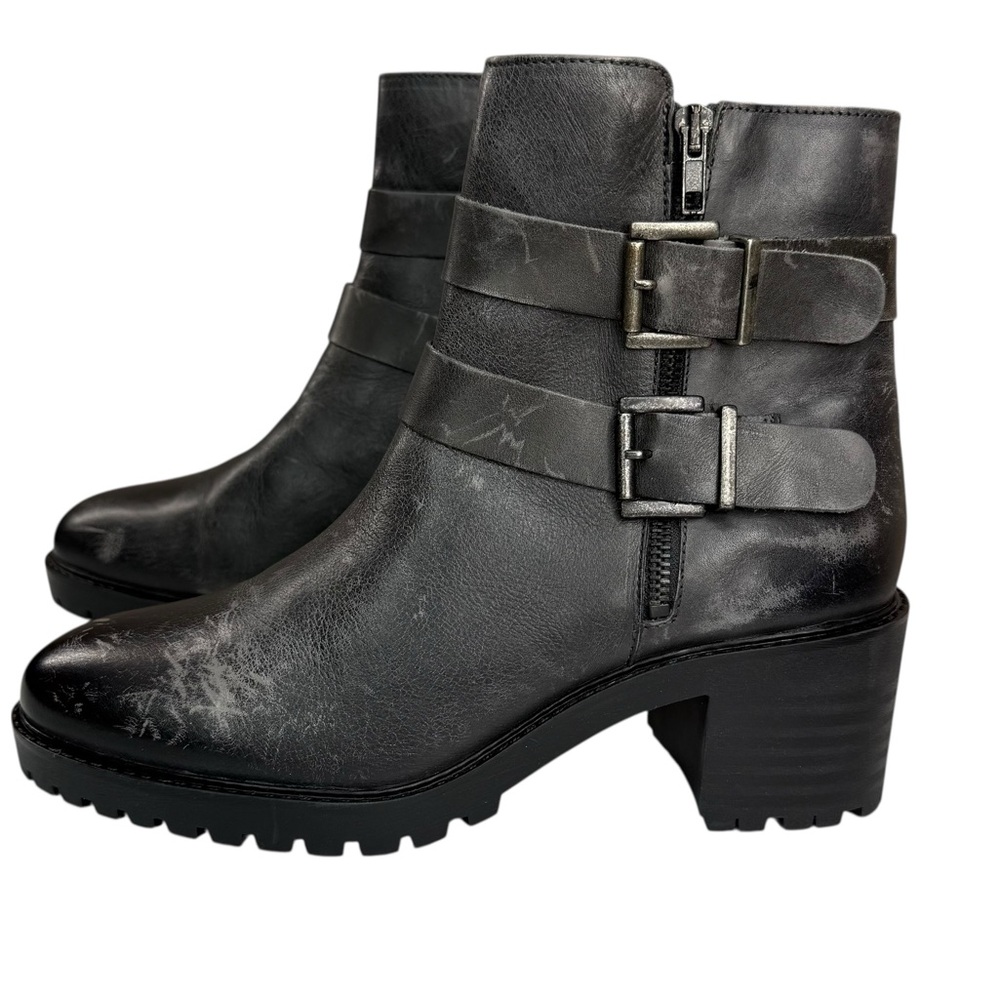 Eric Michael Black Leather Double Buckle Lug Sole Ankle Boots EU 41 - Picture 5 of 15